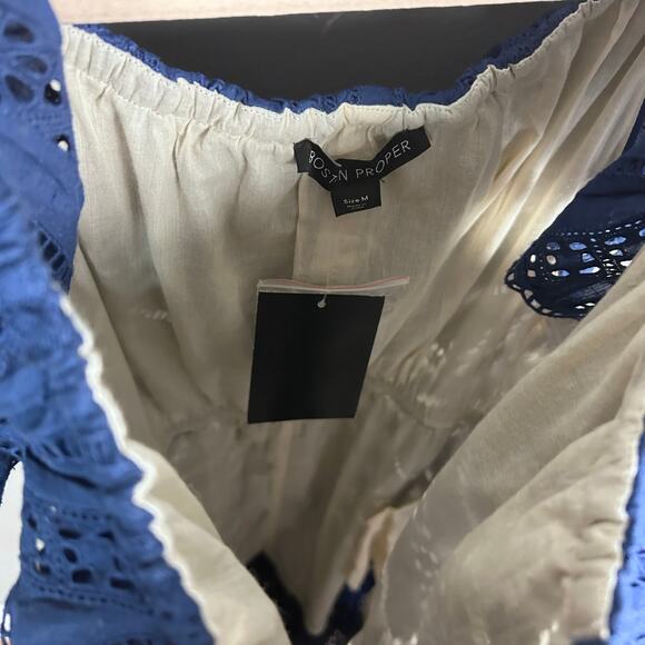 Boston Proper dress Medium western blue maxi off shoulder eyelet boho NWT - Picture 14 of 15